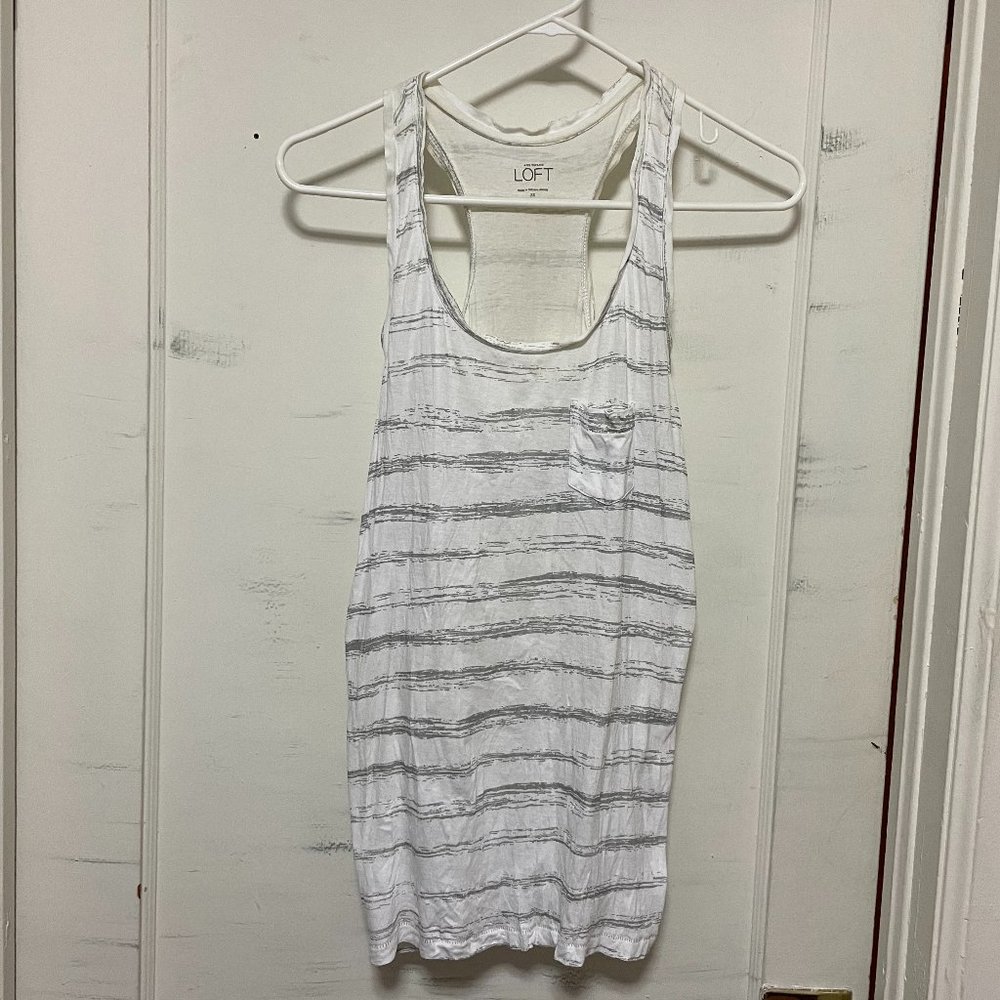 Loft Grey Stripe Tank Top
